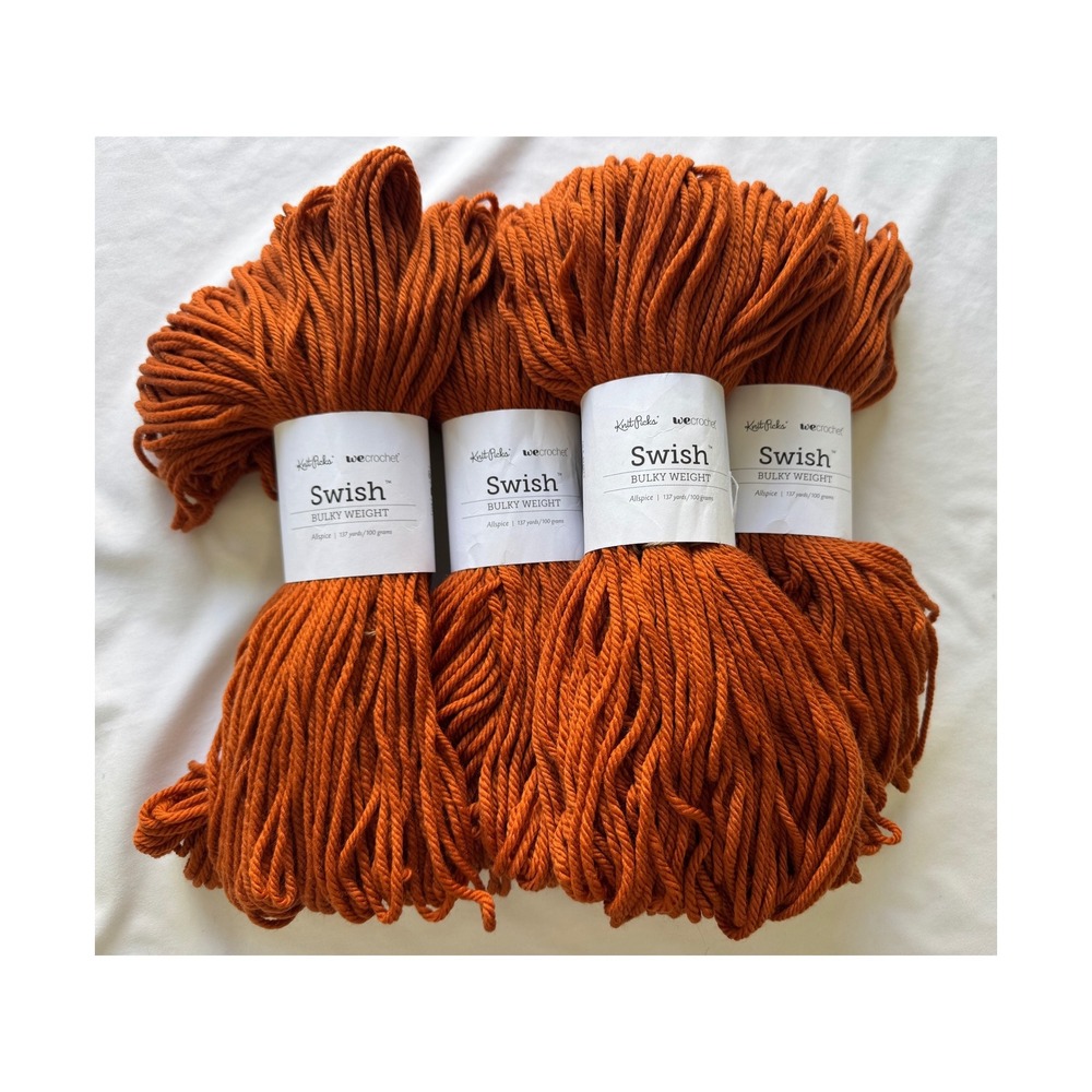 Knit Picks Swish Bulky Yarn 100% Merino Wool 100g Lot of 4 Hanks Allspice NWT